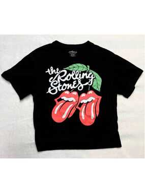 The Rolling Stones Black Red Cherry Lips Short Sleeve Tee XS